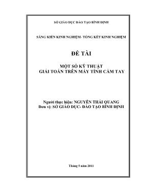 Đề thi Một số kỹ thuật giải toán trên máy tính cầm tay